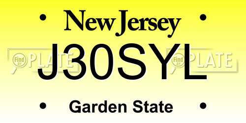 J30SYL New Jersey License Plate