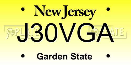 J30VGA New Jersey License Plate
