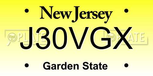 J30VGX New Jersey License Plate