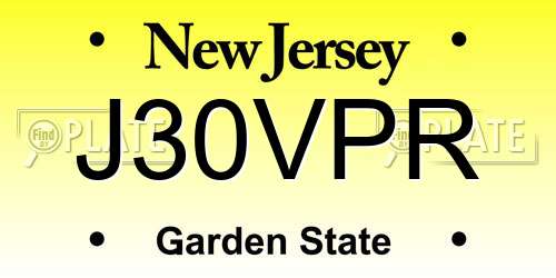 J30VPR New Jersey License Plate