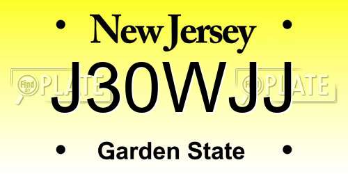 J30WJJ New Jersey License Plate