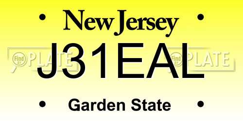 J31EAL New Jersey License Plate