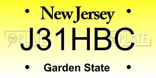 J31HBC New Jersey License Plate