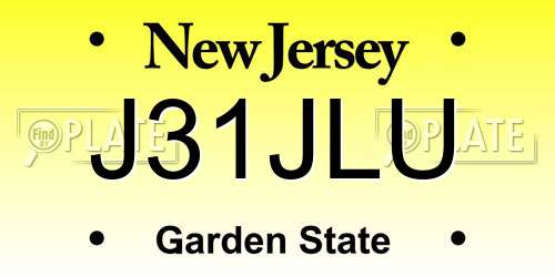 J31JLU New Jersey License Plate