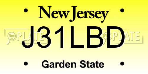 J31LBD New Jersey License Plate