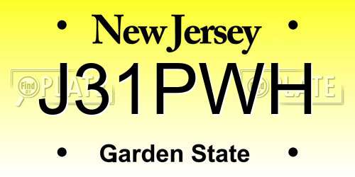 J31PWH New Jersey License Plate