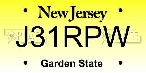 J31RPW New Jersey License Plate