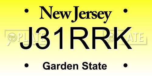 J31RRK New Jersey License Plate