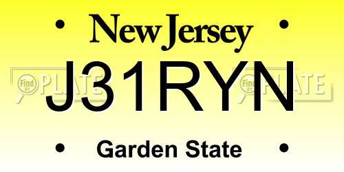 J31RYN New Jersey License Plate