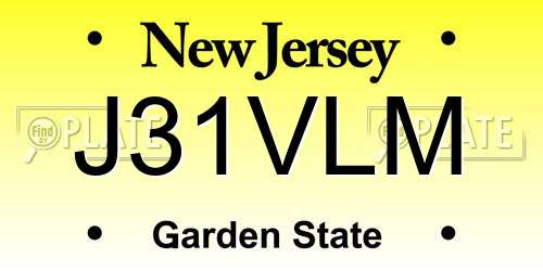 J31VLM New Jersey License Plate
