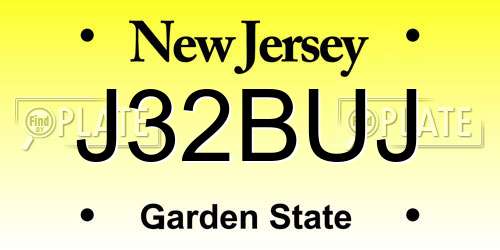 J32BUJ New Jersey License Plate