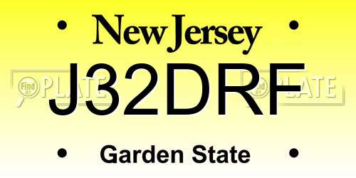 J32DRF New Jersey License Plate