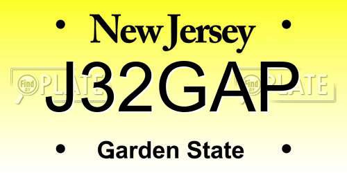 J32GAP New Jersey License Plate