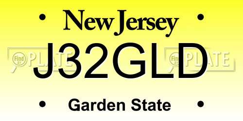 J32GLD New Jersey License Plate