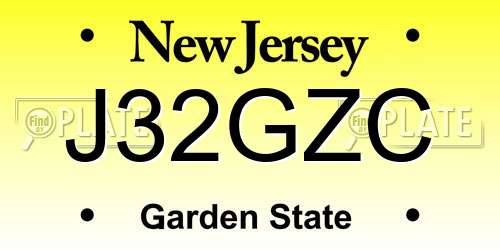 J32GZC New Jersey License Plate