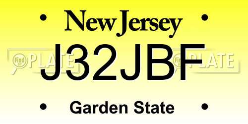 J32JBF New Jersey License Plate
