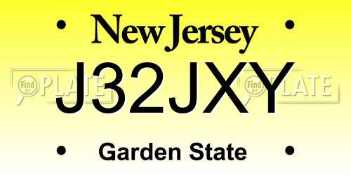 J32JXY New Jersey License Plate