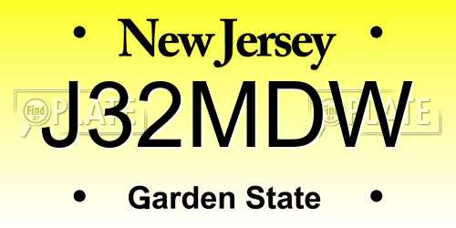J32MDW New Jersey License Plate