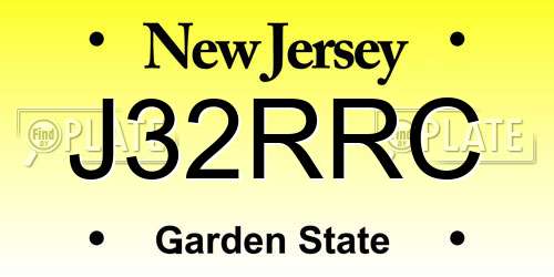 J32RRC New Jersey License Plate