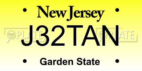 J32TAN New Jersey License Plate