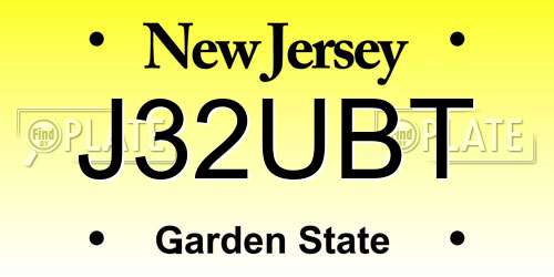 J32UBT New Jersey License Plate