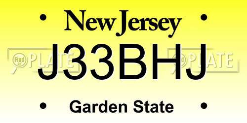 J33BHJ New Jersey License Plate