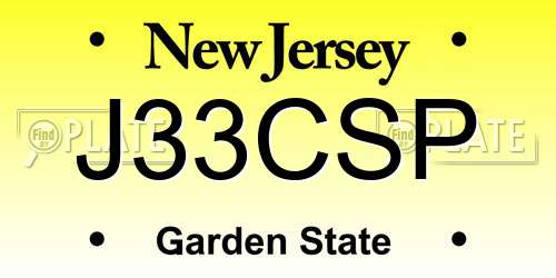 J33CSP New Jersey License Plate