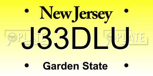 J33DLU New Jersey License Plate