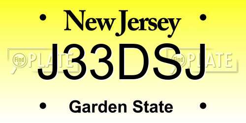 J33DSJ New Jersey License Plate