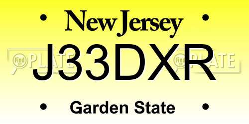 J33DXR New Jersey License Plate