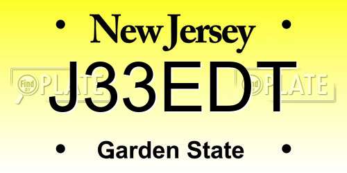 J33EDT New Jersey License Plate