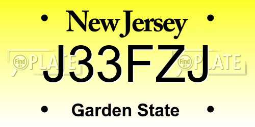 J33FZJ New Jersey License Plate