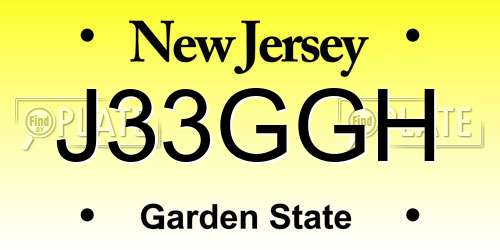 J33GGH New Jersey License Plate