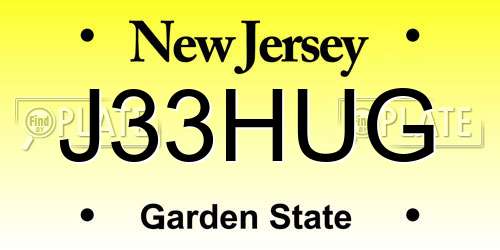 J33HUG New Jersey License Plate