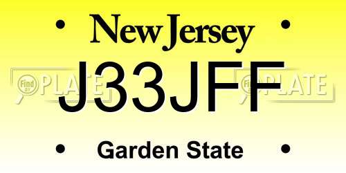 J33JFF New Jersey License Plate