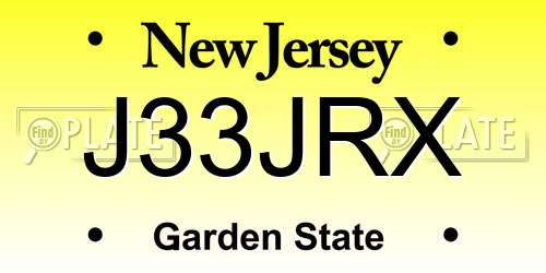 J33JRX New Jersey License Plate