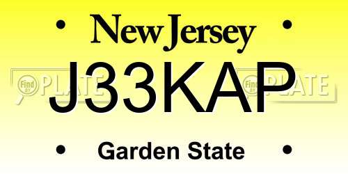 J33KAP New Jersey License Plate