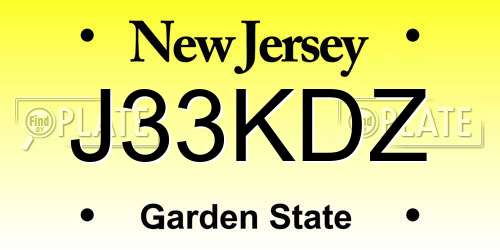 J33KDZ New Jersey License Plate