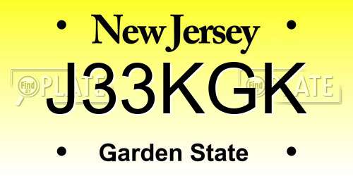 J33KGK New Jersey License Plate