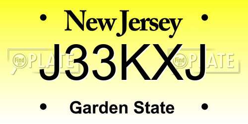 J33KXJ New Jersey License Plate