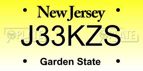 J33KZS New Jersey License Plate