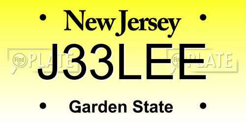 J33LEE New Jersey License Plate