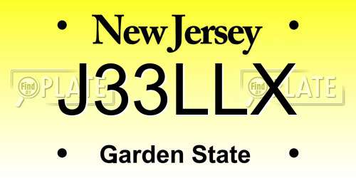 J33LLX New Jersey License Plate