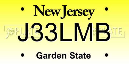 J33LMB New Jersey License Plate