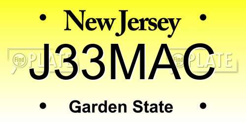 J33MAC New Jersey License Plate