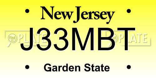 J33MBT New Jersey License Plate