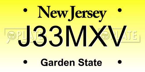J33MXV New Jersey License Plate