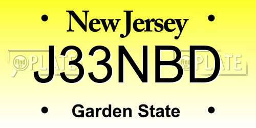 J33NBD New Jersey License Plate