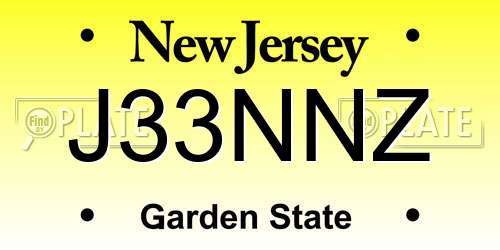 J33NNZ New Jersey License Plate