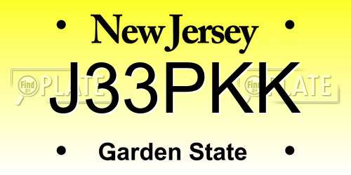 J33PKK New Jersey License Plate